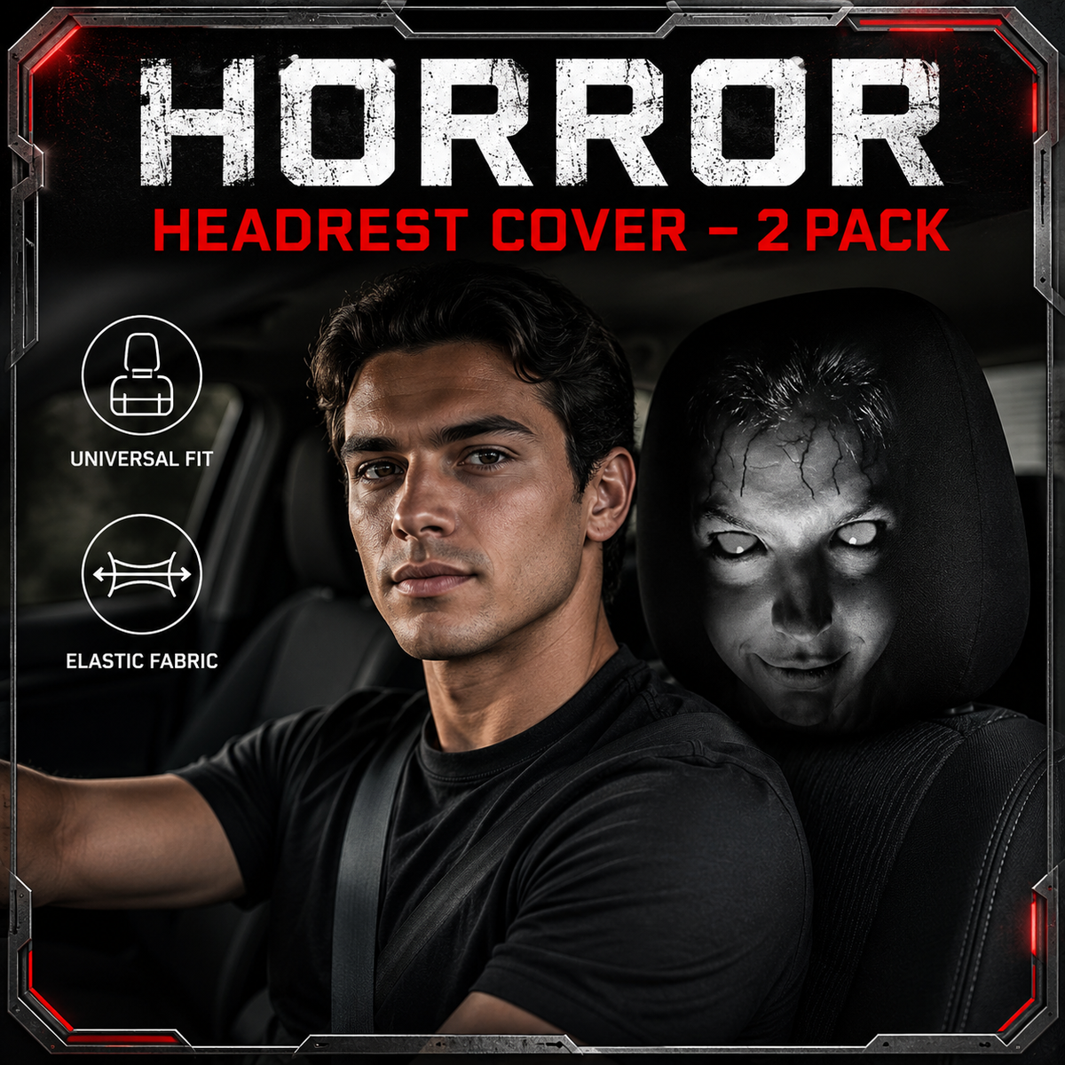 Horror Face Car Headrest Covers