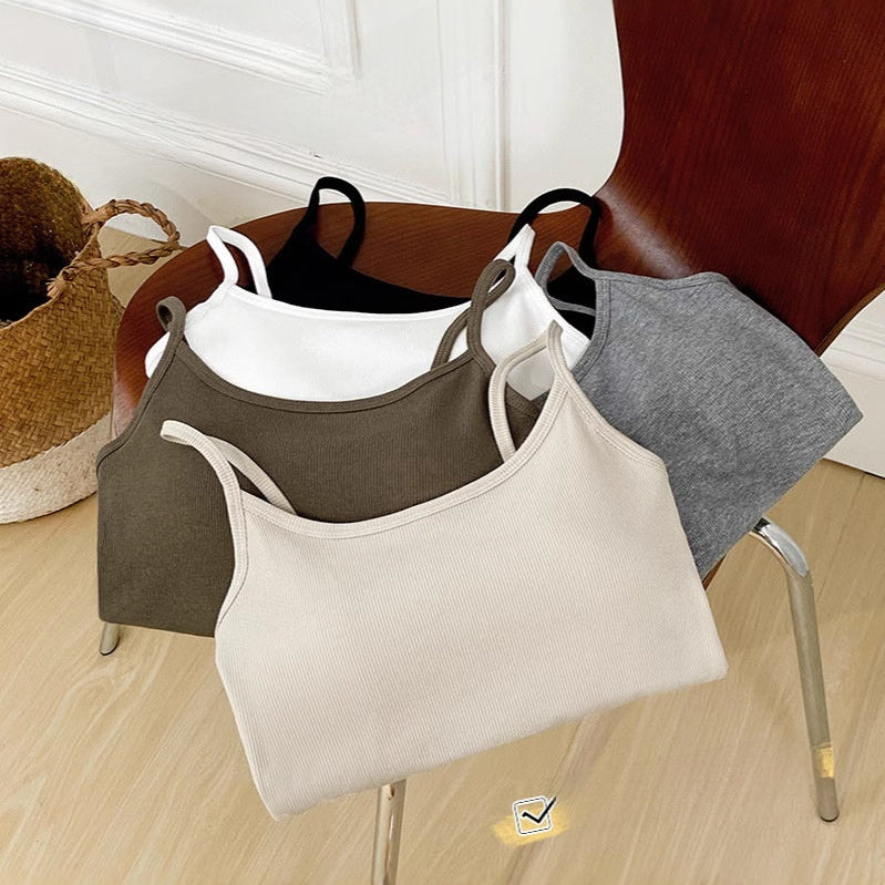 Women's Cami Crop Bra Spaghetti Camisole